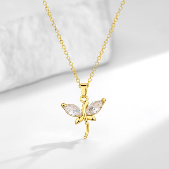 Zircon Dragonfly Necklace for Women