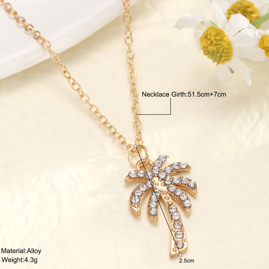 Diamond Coconut Tree Pendant Necklace