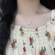 Diamond Bow Heart Necklace