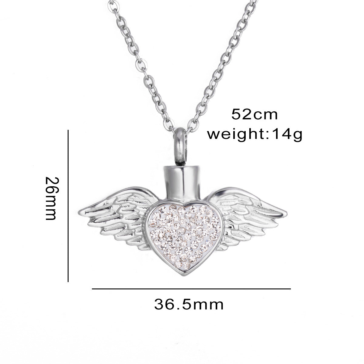 Heart Wings Diamond Ash Pendant