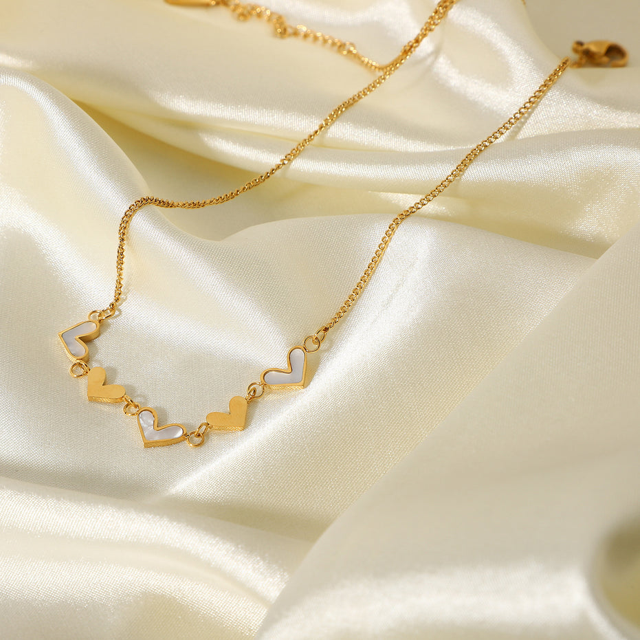 Gold Shell Heart Pendant Necklace for Women