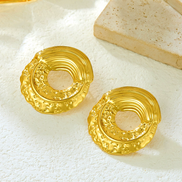 Textured Gold Circle Statement Earrings