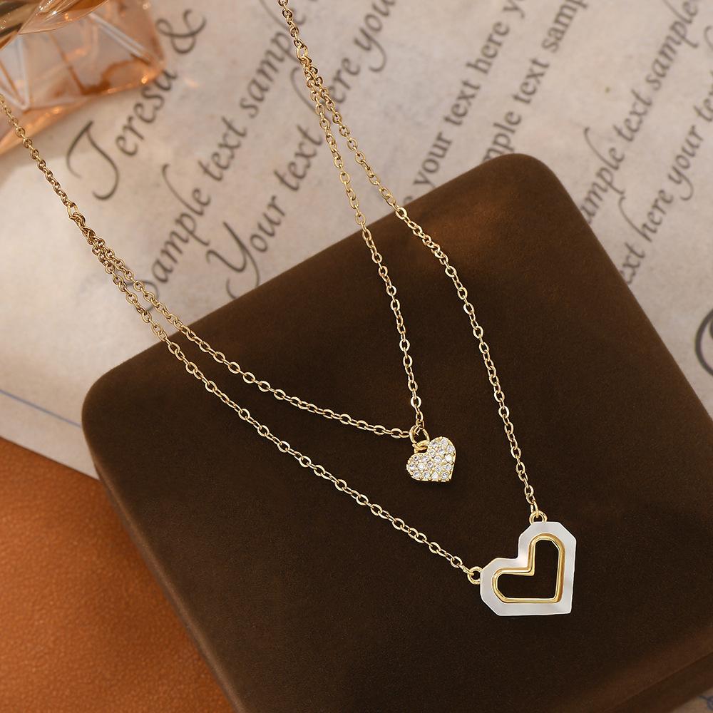 Gold Layered Double Heart Necklace