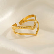 Textured Adjustable Cuff Gold Open Heart Ring