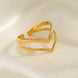 Textured Adjustable Cuff Gold Open Heart Ring