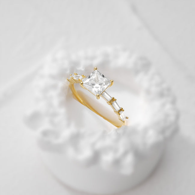 Luxury Square Diamond Studded Ring for Women