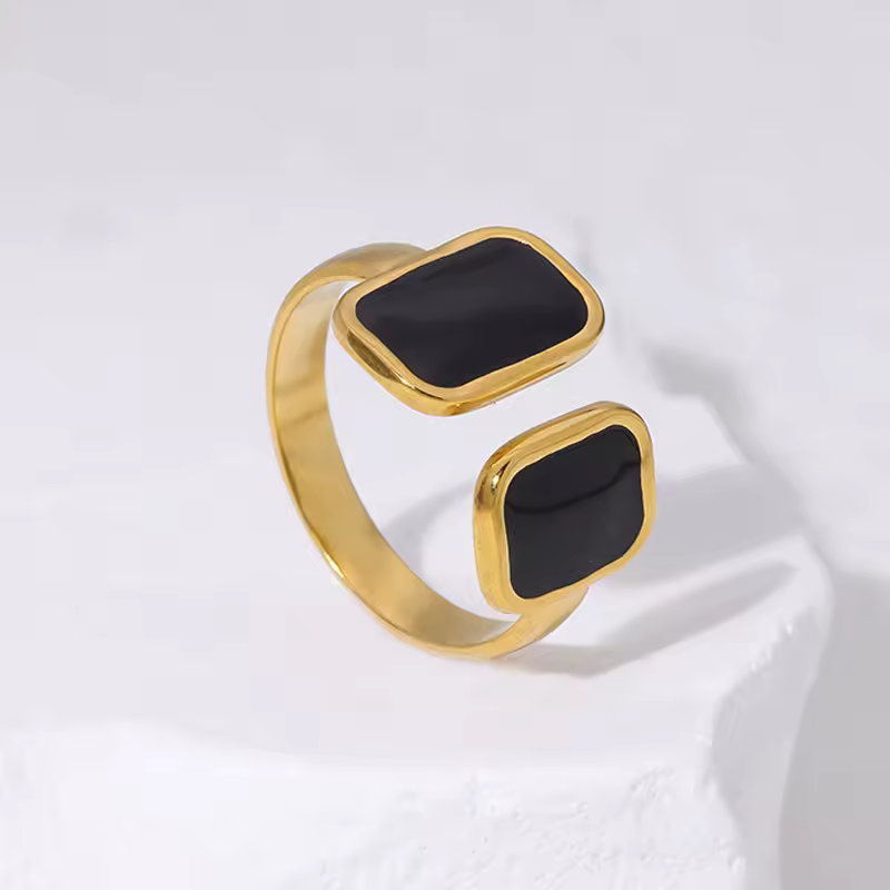 Gold Mother of Pearl Adjustable Open Band Ring