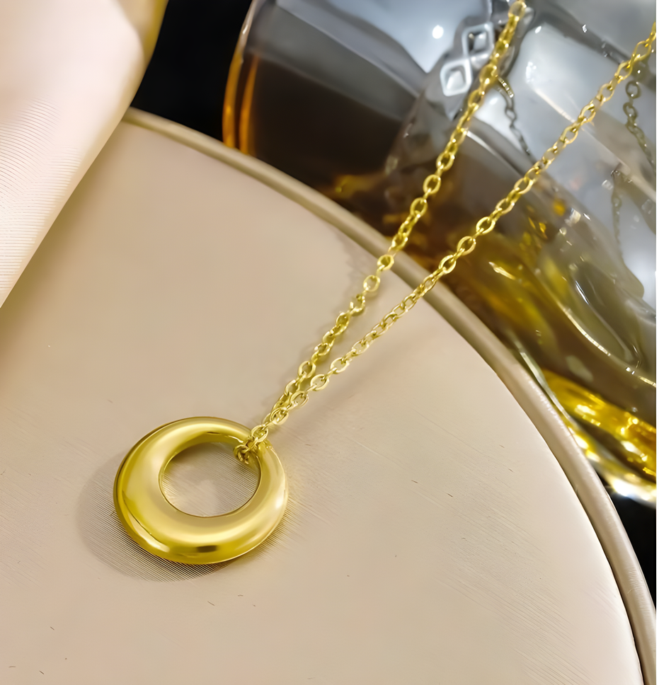Gold Donut Pendant Necklace