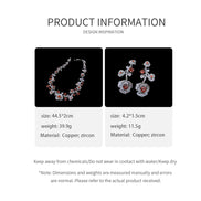 Retro Zircon Rose Flower Earrings & Necklace Set
