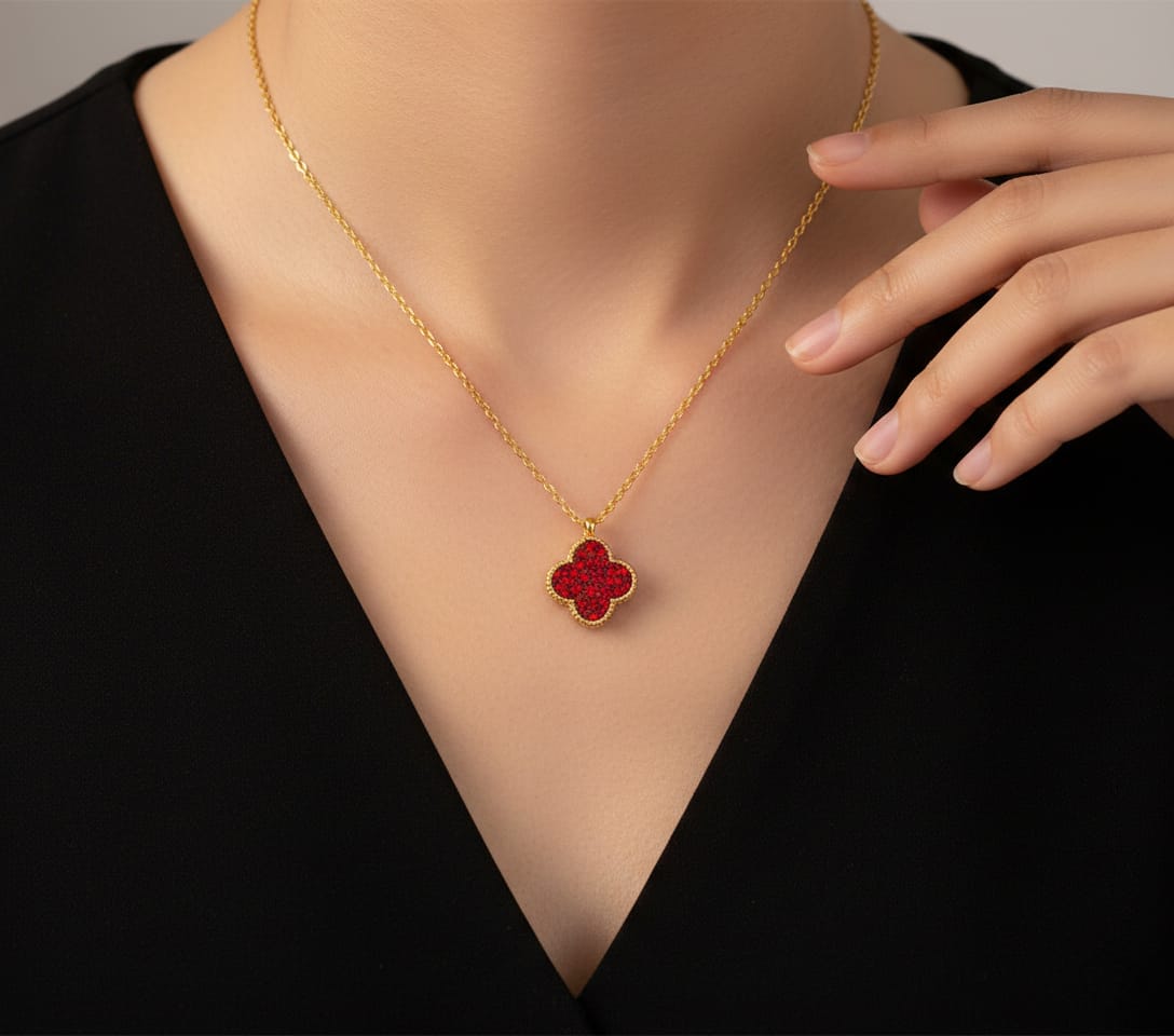 Crystal Clover Pendant Necklace