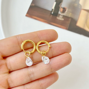 Huggie Hoop Earrings with teardrop Dangle