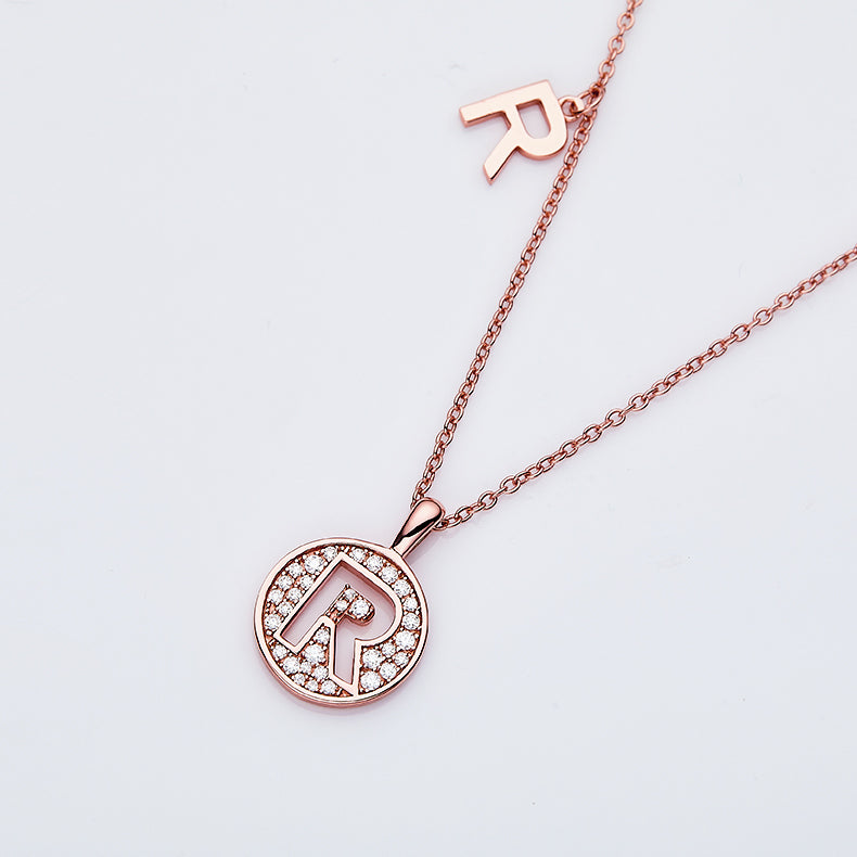 R Initial Moissanite Necklace