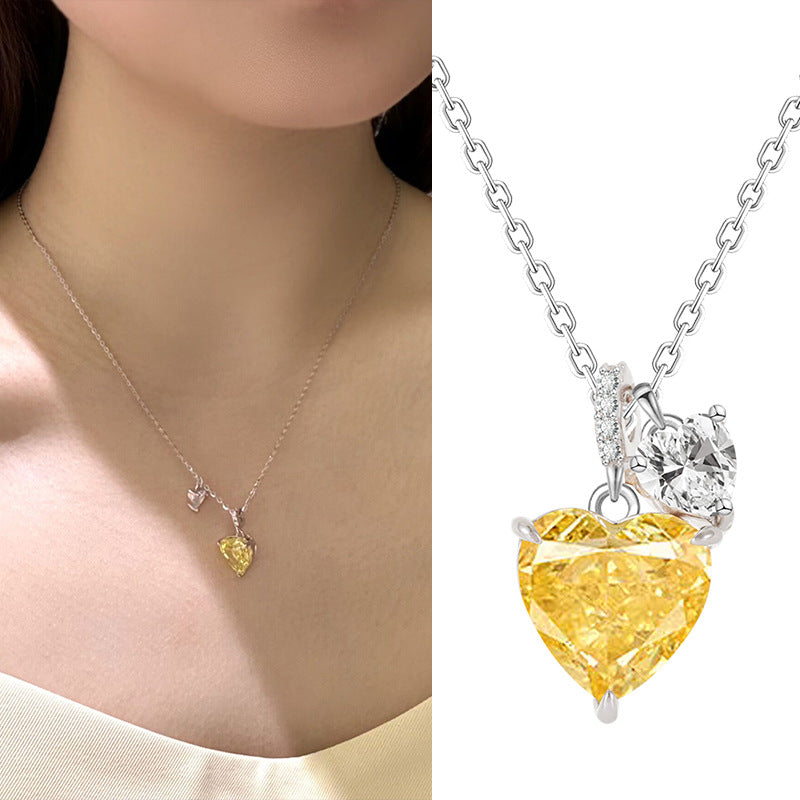 Yellow Diamond Heart Necklace