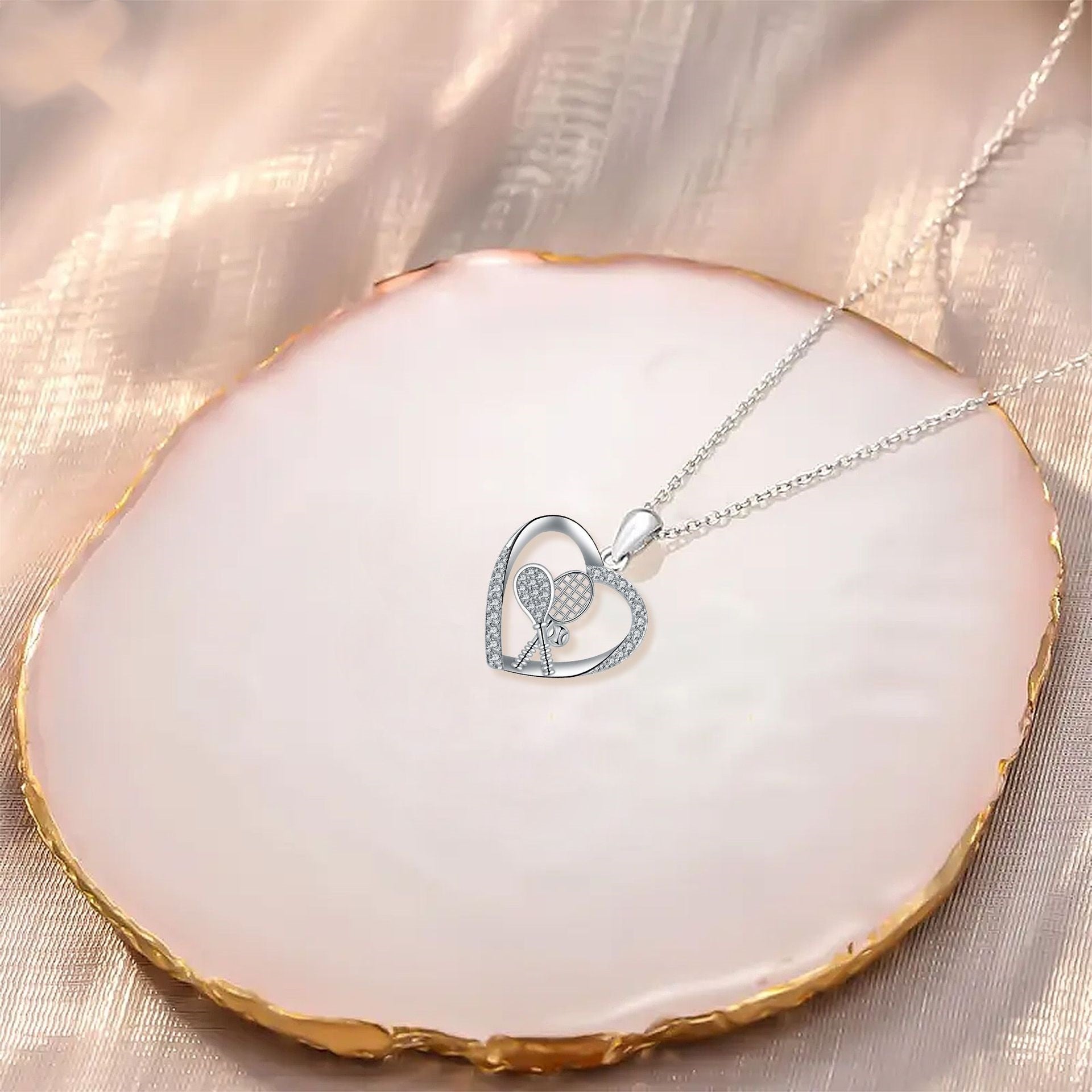 Fashion Tennis Rackets Pendant Necklace Chain