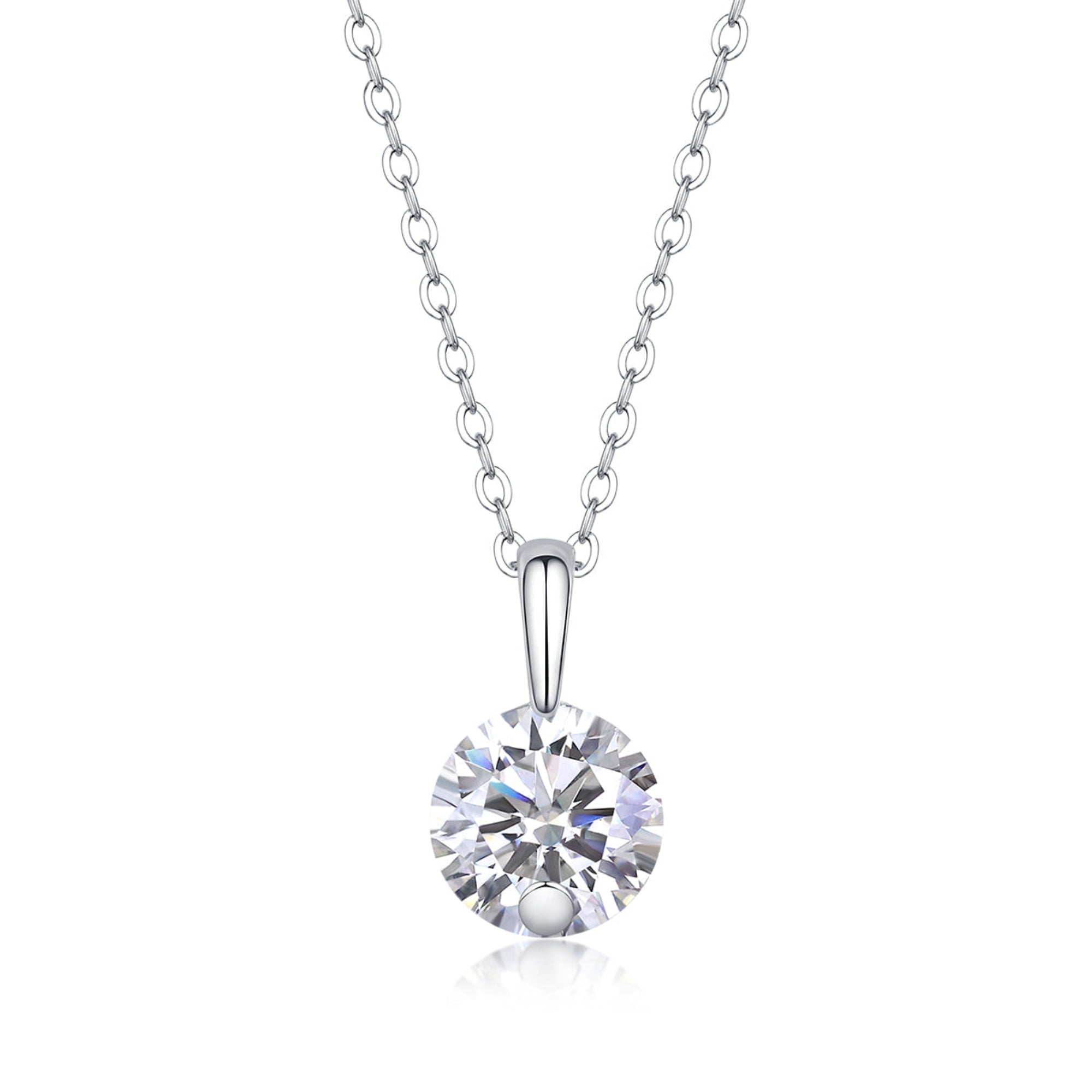 Solitaire Moissanite Necklace | Platinum-Plated S925 Silver | Bold