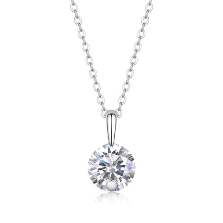 Solitaire Moissanite Necklace | Platinum-Plated S925 Silver | Bold