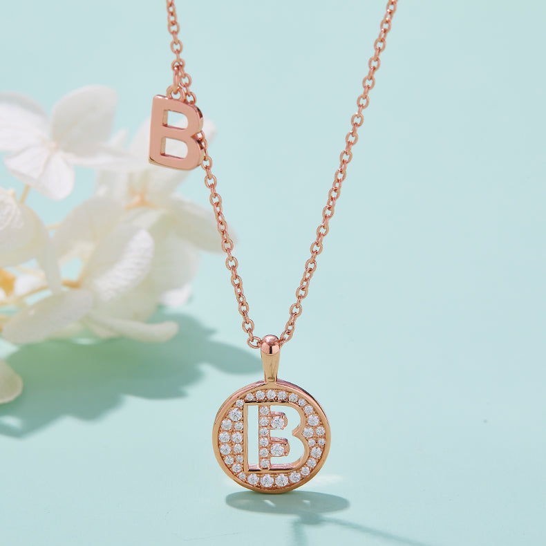 B Initial Moissanite Necklace