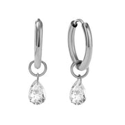 Huggie Hoop Earrings with teardrop Dangle