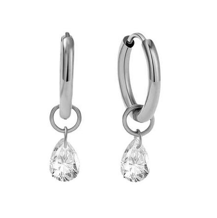 Huggie Hoop Earrings with teardrop Dangle