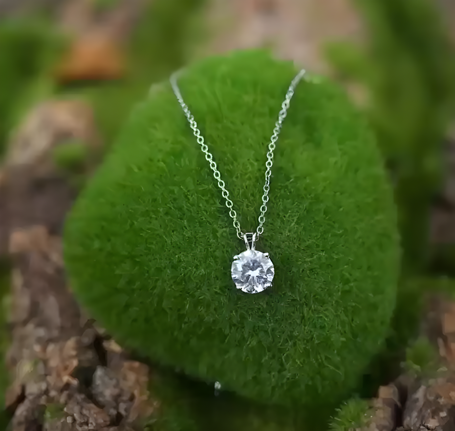 Pink or Silver crystal diamond pendant necklace chain