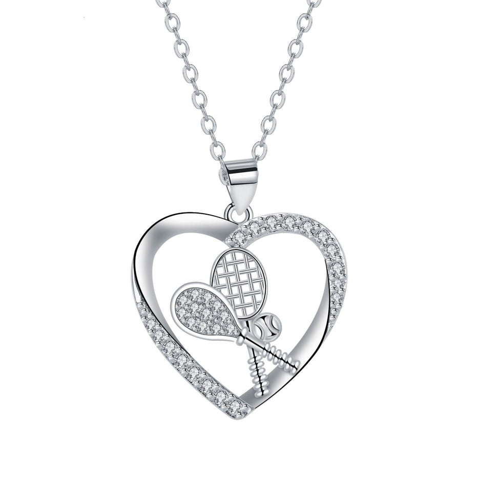 Fashion Tennis Rackets Pendant Necklace Chain