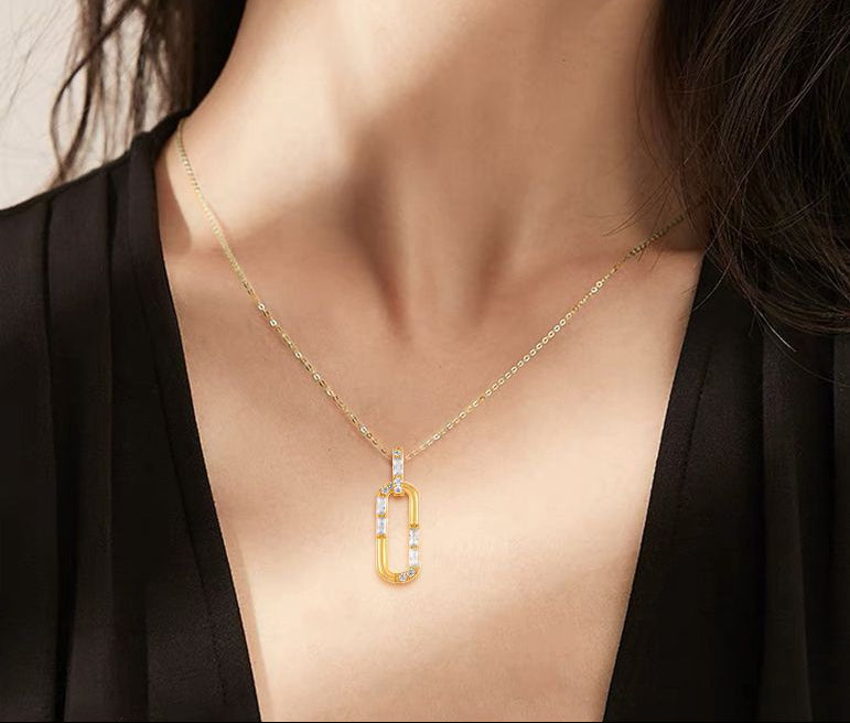 Geometric Diamond Necklace & Earrings Set