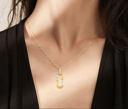 Geometric Diamond Necklace & Earrings Set