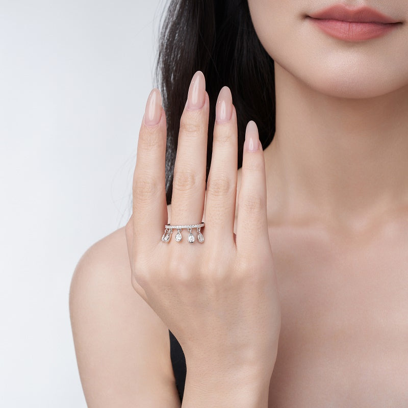 Minimalist Morganite Solitaire Ring | Platinum-Plated S925 Silver