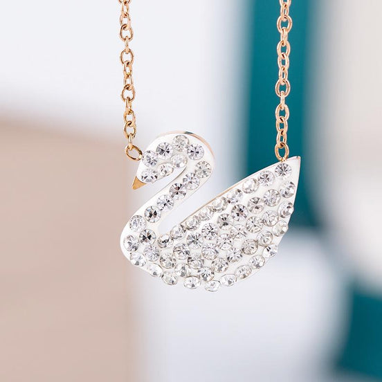 Crystal Swan Pendant Necklace