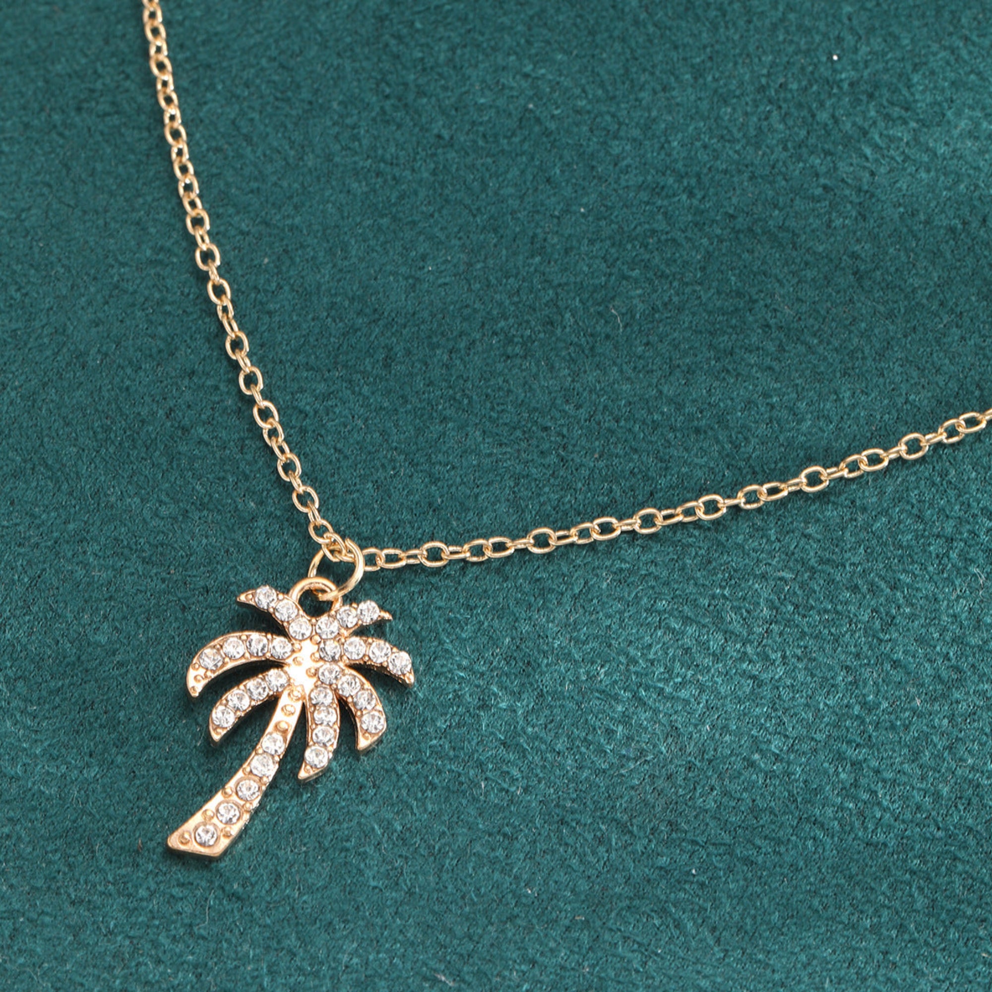 Diamond Coconut Tree Pendant Necklace