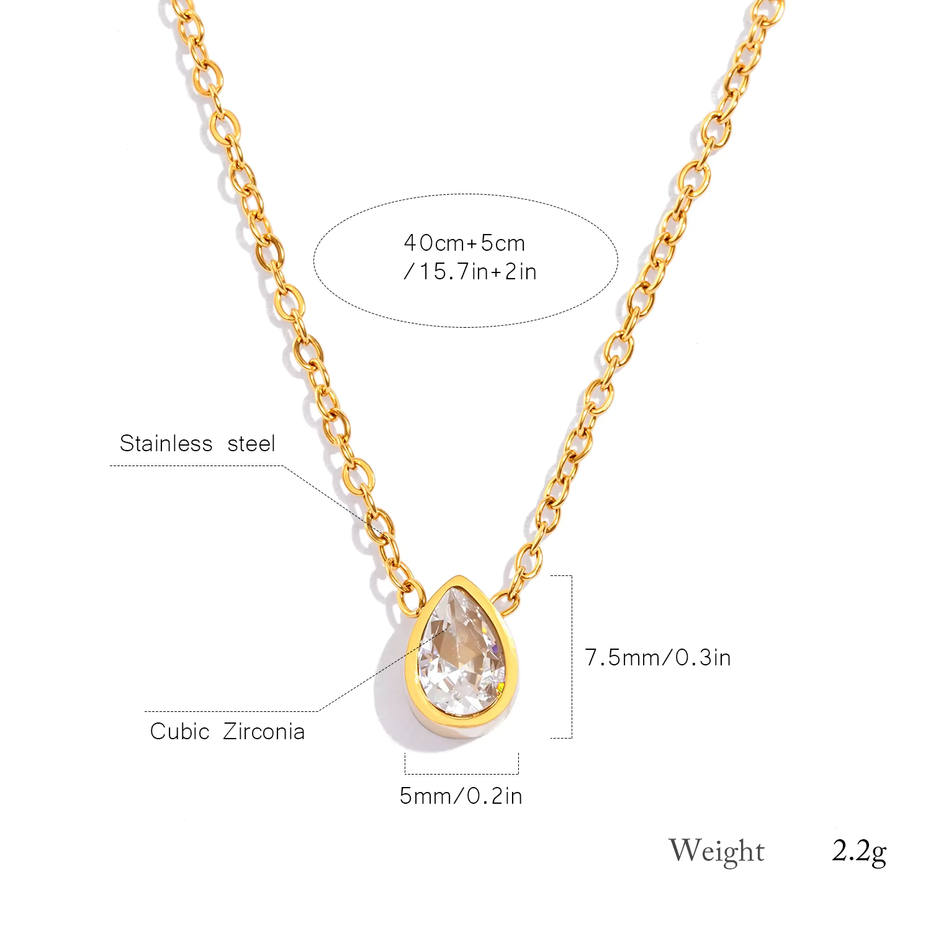 Gold Teardrop Pendant Necklace
