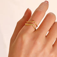 Textured Adjustable Cuff Gold Open Heart Ring