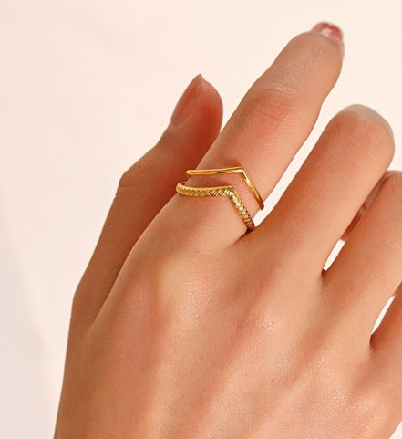 Textured Adjustable Cuff Gold Open Heart Ring