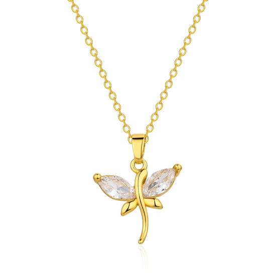 Zircon Dragonfly Necklace for Women
