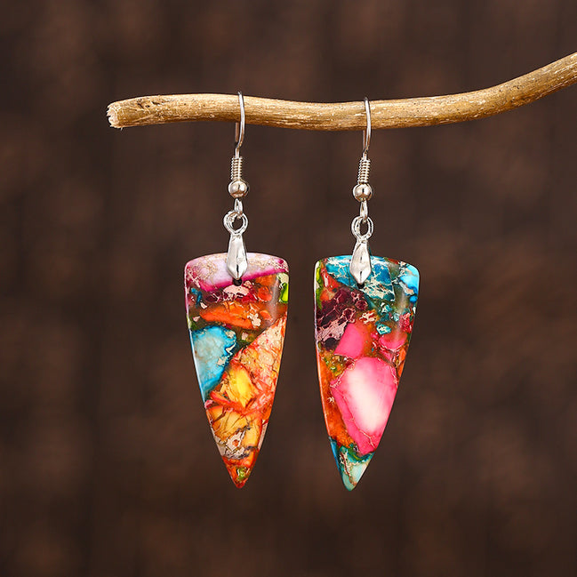Colorful Geometric Stone Earrings for Women