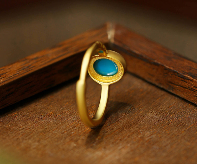 Gold-Plated Turquoise Ring for Women