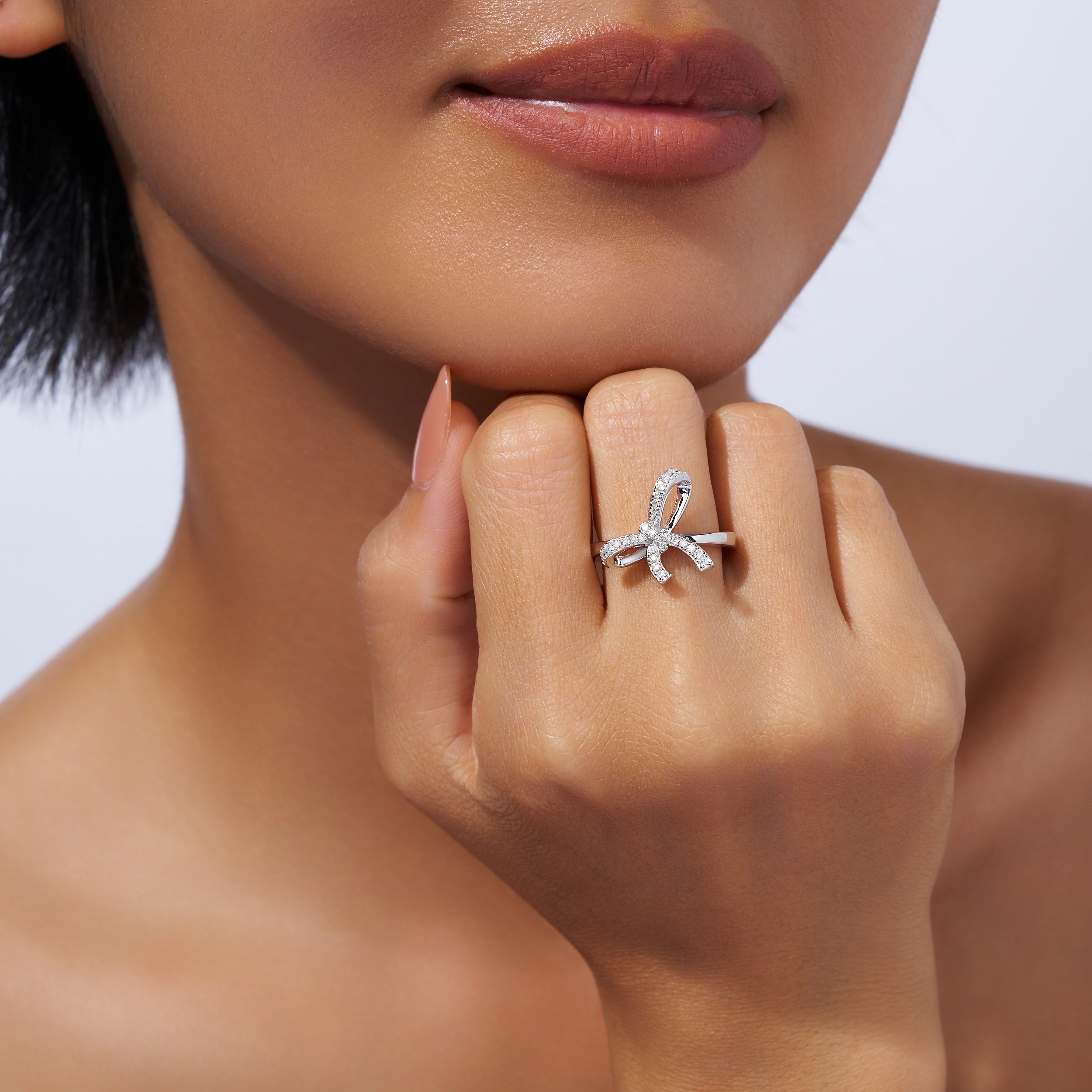 Morganite Halo Ring | Platinum-Plated S925 Silver | Minimalist