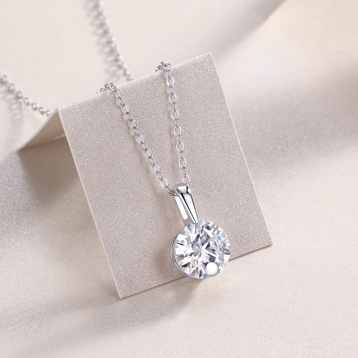 Solitaire Moissanite Necklace | Platinum-Plated S925 Silver | Bold