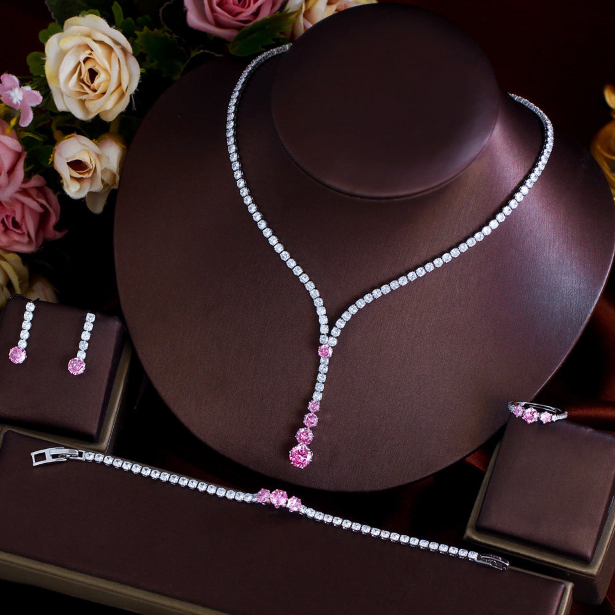 French Minimalist Zircon 4-Piece Jewelry Set