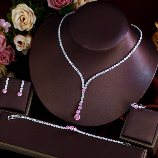 French Minimalist Zircon 4-Piece Jewelry Set