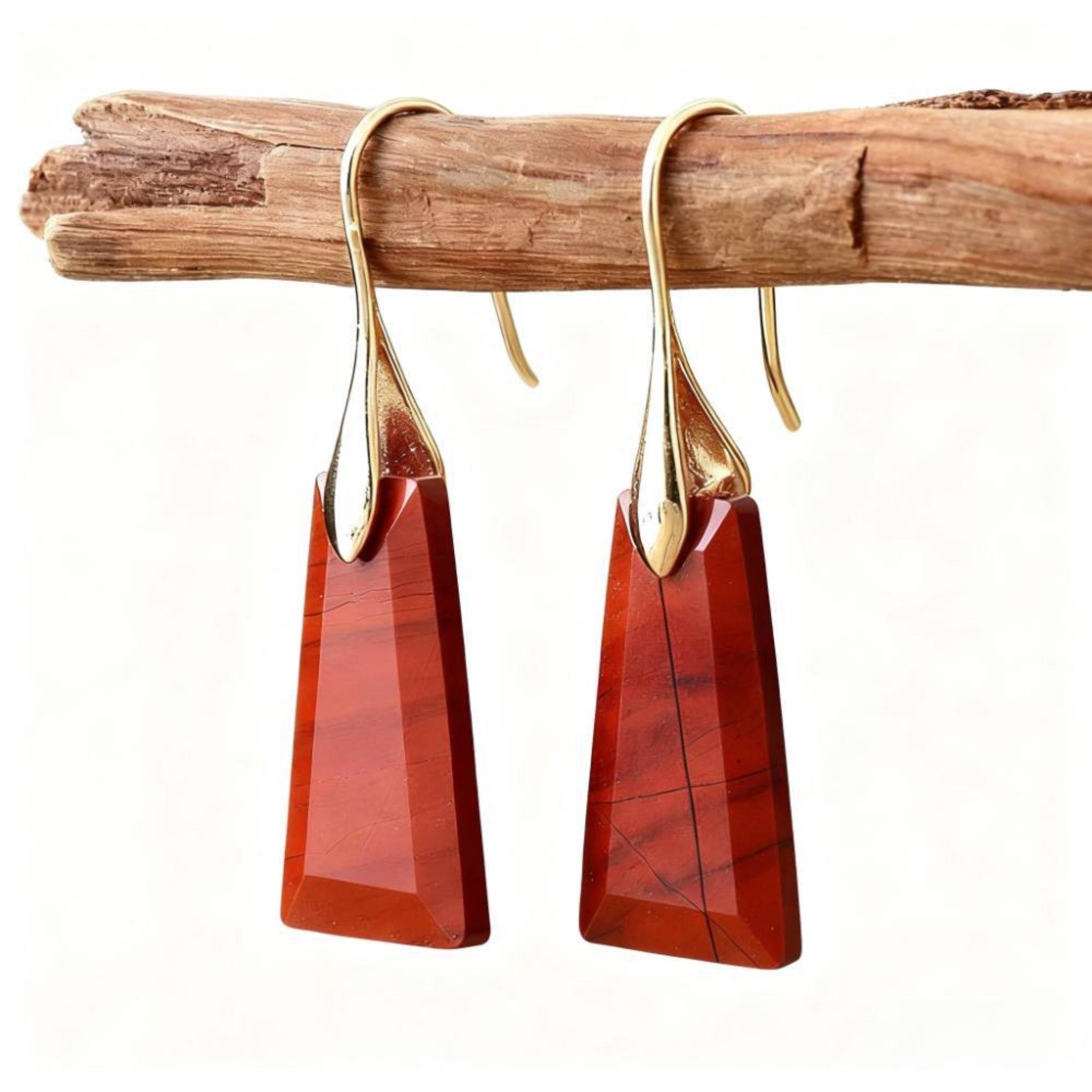 Red Geometric Stone Earrings