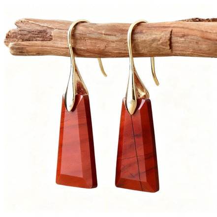 Red Geometric Stone Earrings
