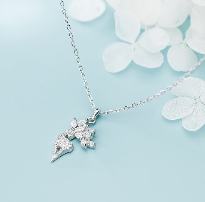 Sterling Silver Elk Diamond Necklace