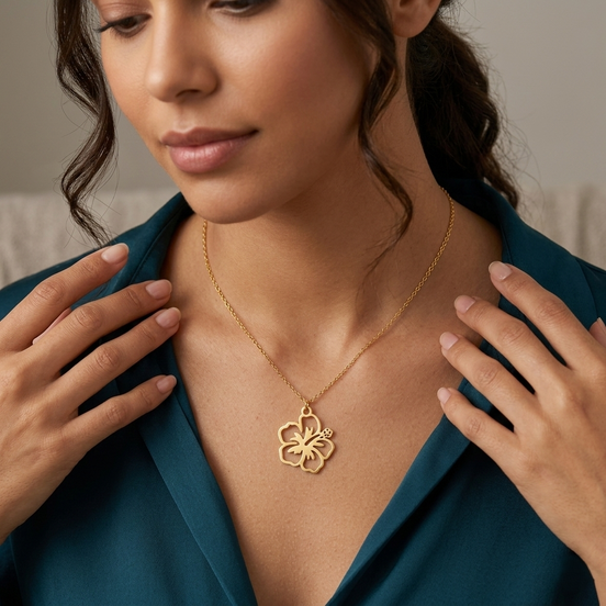 Hibiscus Flower Pendant Necklace