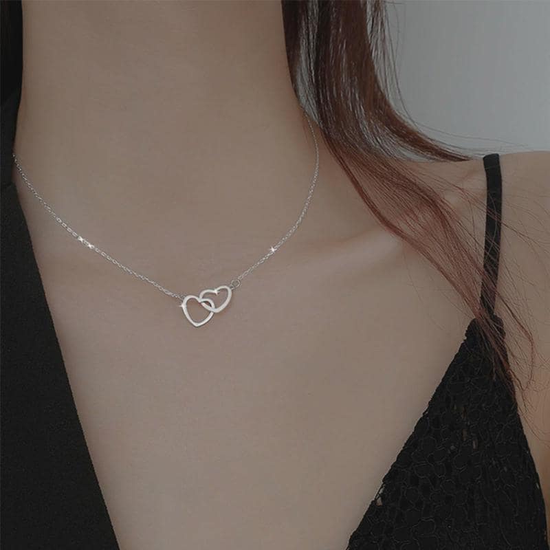 Double Heart Pendant Necklace