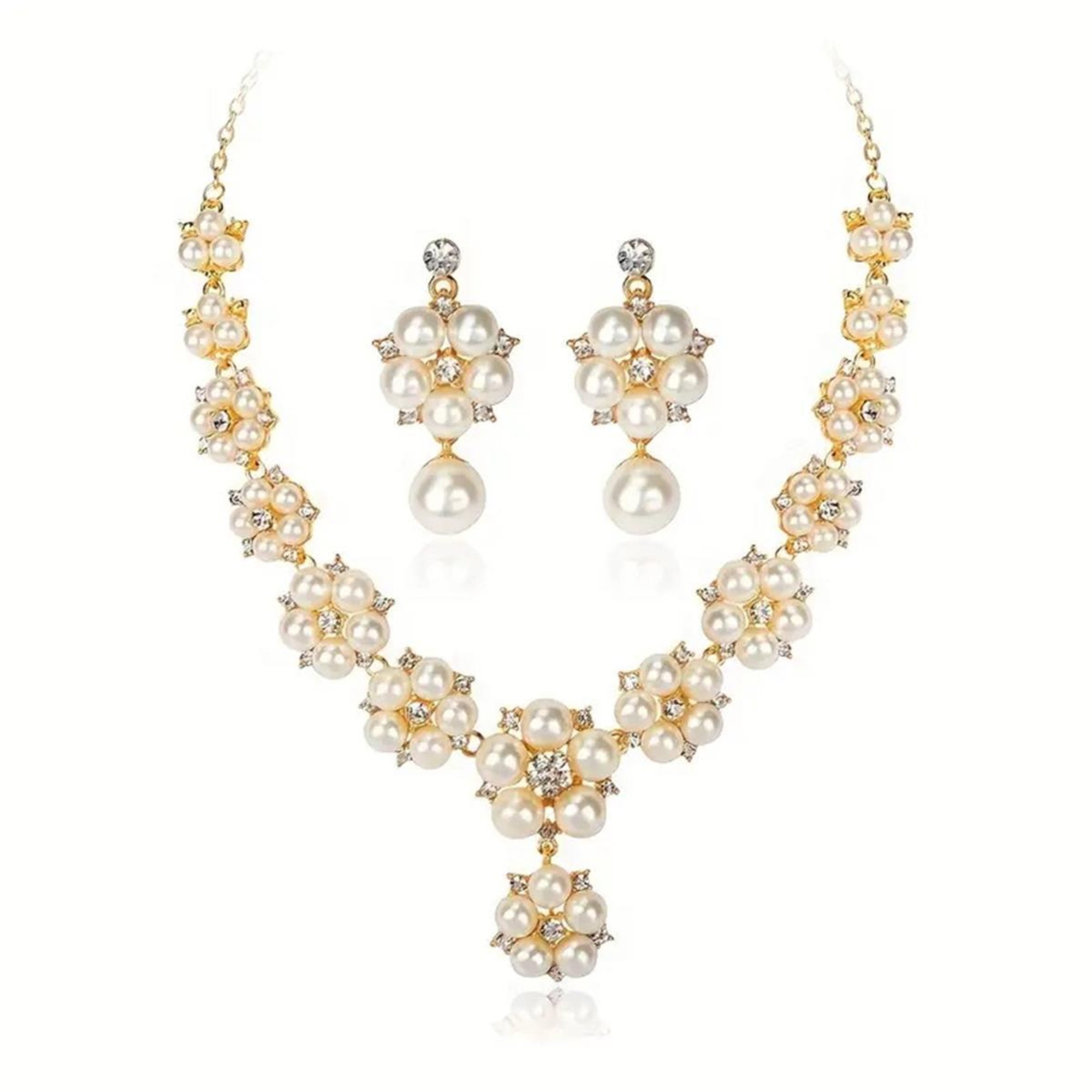Vintage Pearl & Rhinestone 3 Piece Jewelry Set