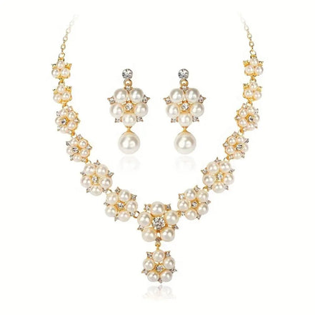 Vintage Pearl & Rhinestone 3 Piece Jewelry Set