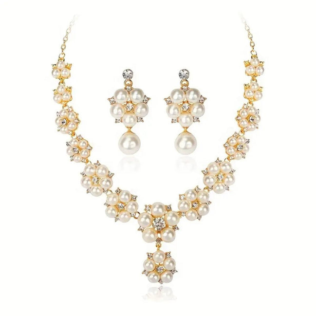 Vintage Pearl & Rhinestone 3 Piece Jewelry Set