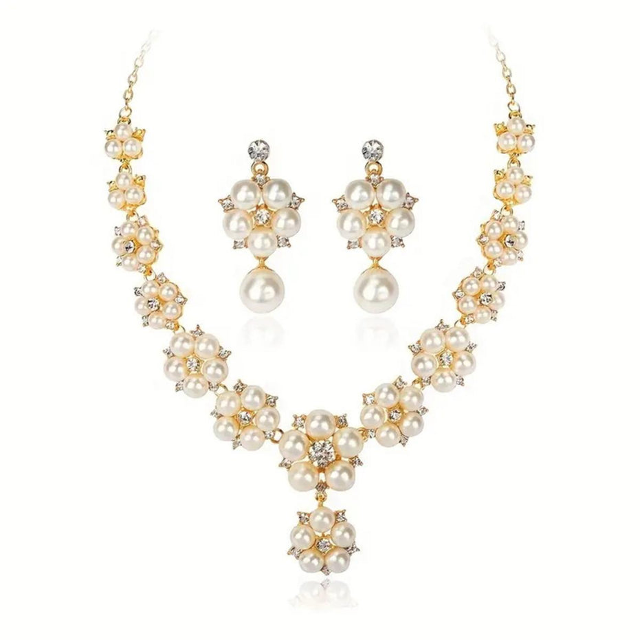 Vintage Pearl & Rhinestone 3 Piece Jewelry Set