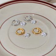 Huggie Hoop Earrings with teardrop Dangle
